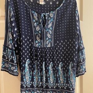 Bila Navy and Blue Floral Blouse